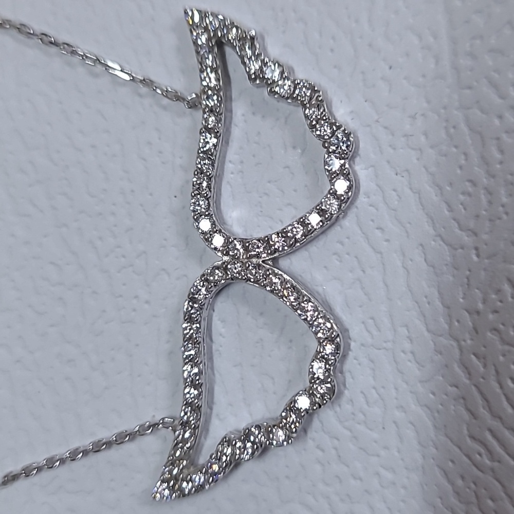 925 Sterling Silver Crystal Pave Wings Necklace 17" Length NWT